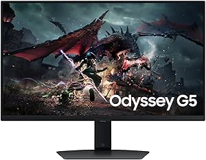 Samsung Odyssey 27-Inch G5 G50D QHD 180Hz Gaming Monitor, Black